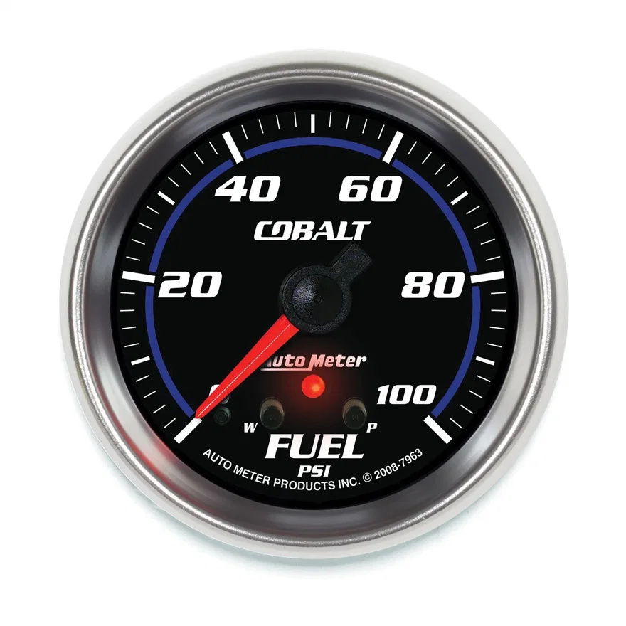 AutoMeter 7963, GAUGE; FUEL PRESS; 2 5/8in.; 100PSI; STEPPER MOTOR W/PEAK/WARN; COBALT