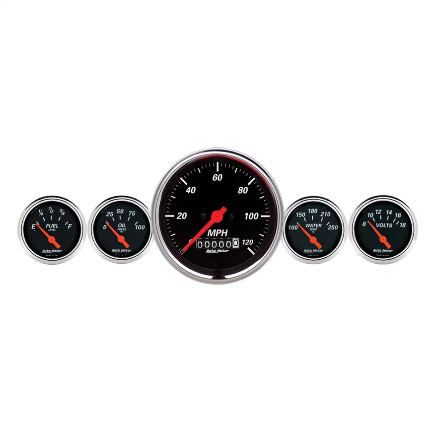 AutoMeter 1440, GAUGE KIT; 5 PC.; 3 3/8in./2 1/16in.; ELEC. SPEEDOMETER; DESIGNER BLACK