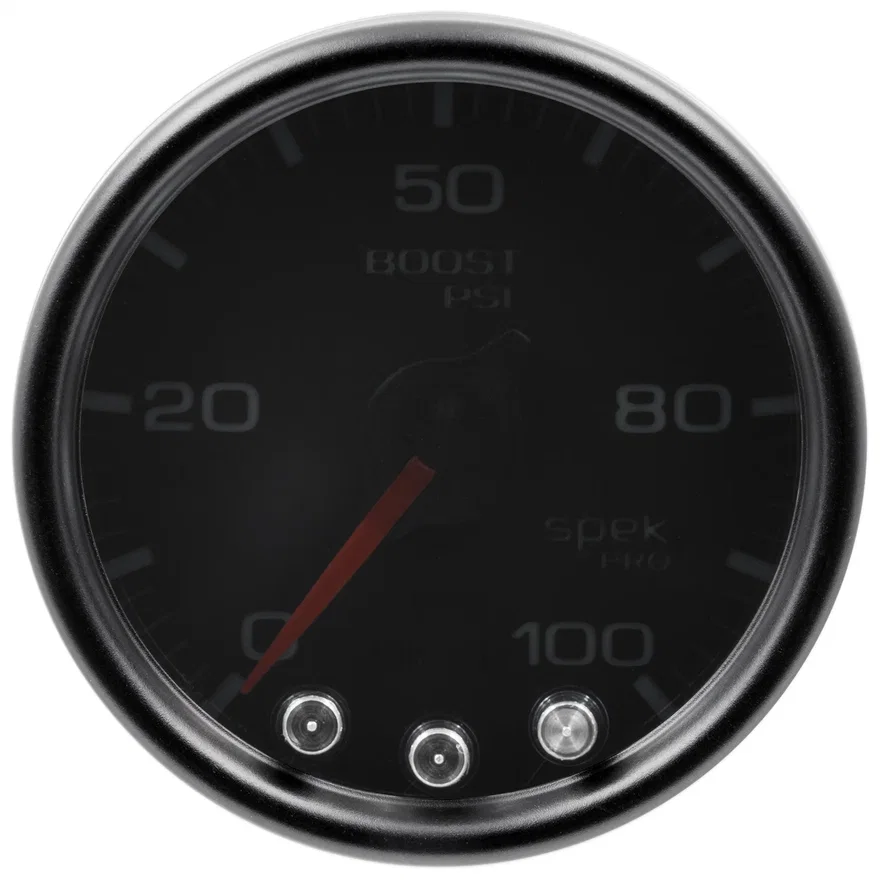 AutoMeter P30552, GAUGE; BOOST; 2 1/16in.; 100PSI; STEPPER MOTOR W/PEAK/WARN; BLK/SMOKE/BLK; SPEK