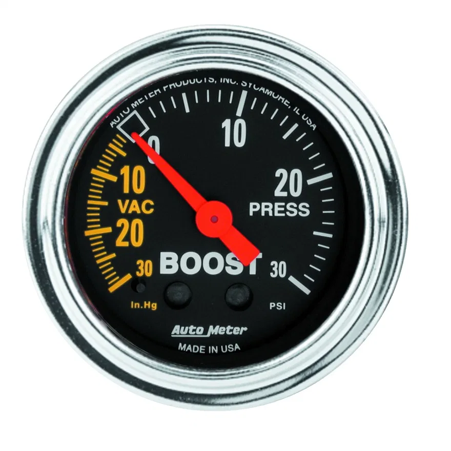 AutoMeter 2403, GAUGE; VAC/BOOST; 2 1/16in.; 30INHG-30PSI; MECHANICAL; TRADITIONAL CHROME