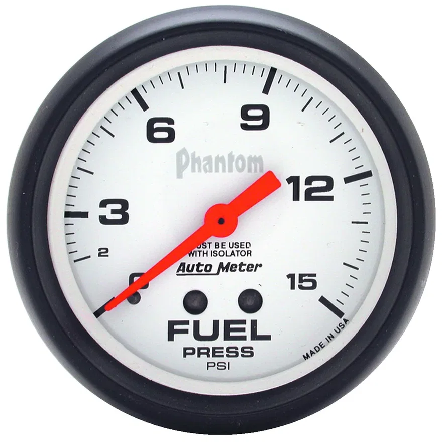 AutoMeter 5813, GAUGE; FUEL PRESSURE; 2 5/8in.; 15PSI; MECHANICAL W/ISOLATOR; PHANTOM