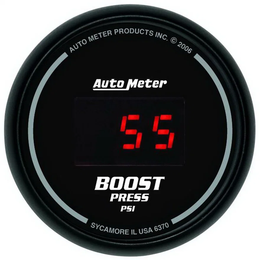 AutoMeter 6370, GAUGE; BOOST; 2 1/16in.; 60PSI; DIGITAL; BLACK DIAL W/RED LED