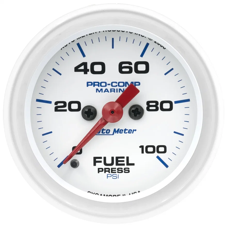 AutoMeter 200850, GAUGE; FUEL PRESSURE; 2 1/16in.; 100PSI; DIGITAL STEPPER MOTOR; MARINE WHITE
