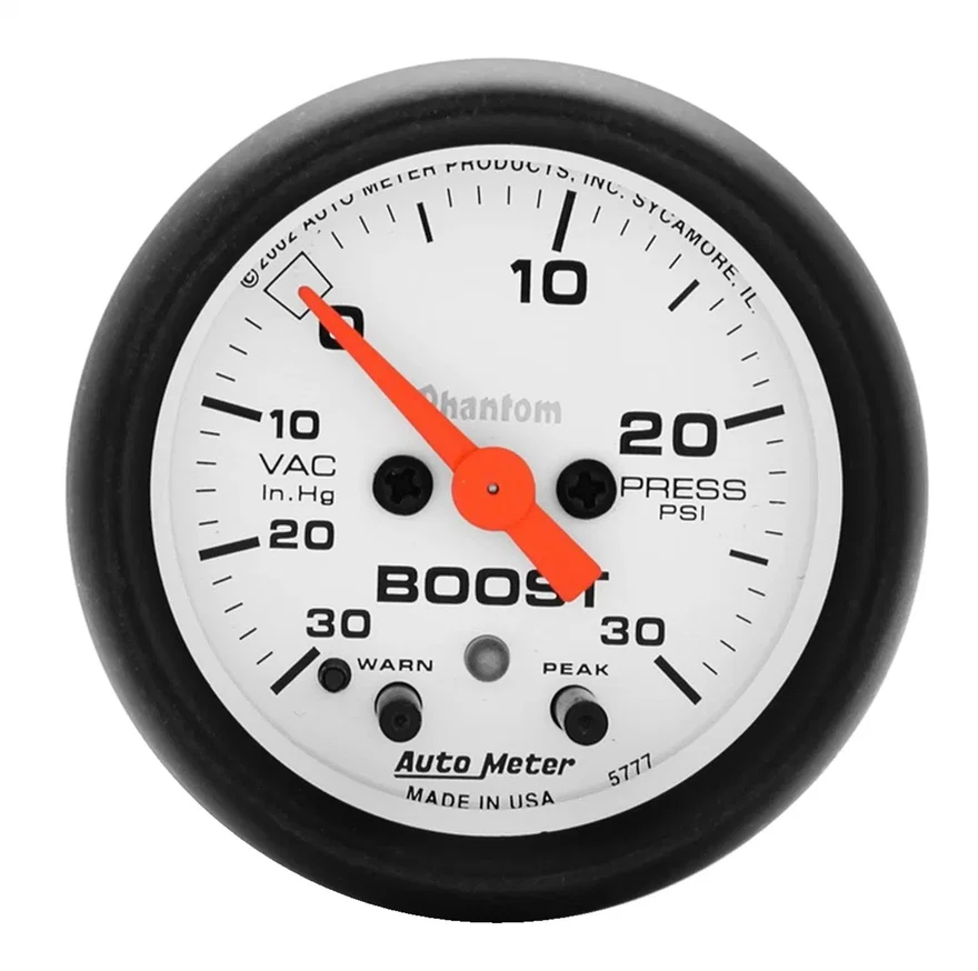 AutoMeter 5777, GAUGE; VAC/BOOST; 2 1/16in.; 30INHG-30PSI; STEPPER MOTOR W/PEAK/WARN; PHANTOM