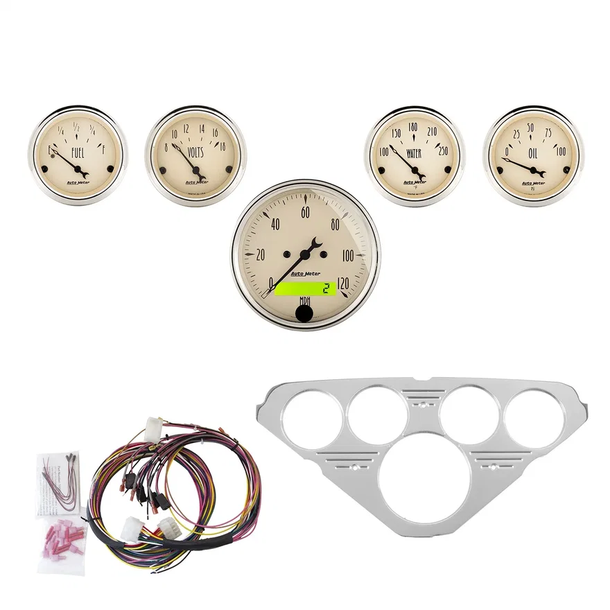 AutoMeter 7036-AB, DIRECT FIT DASH KIT; CHEVY TRUCK 55-59; MPH/FUEL/OILP/WTMP/BAT; AB