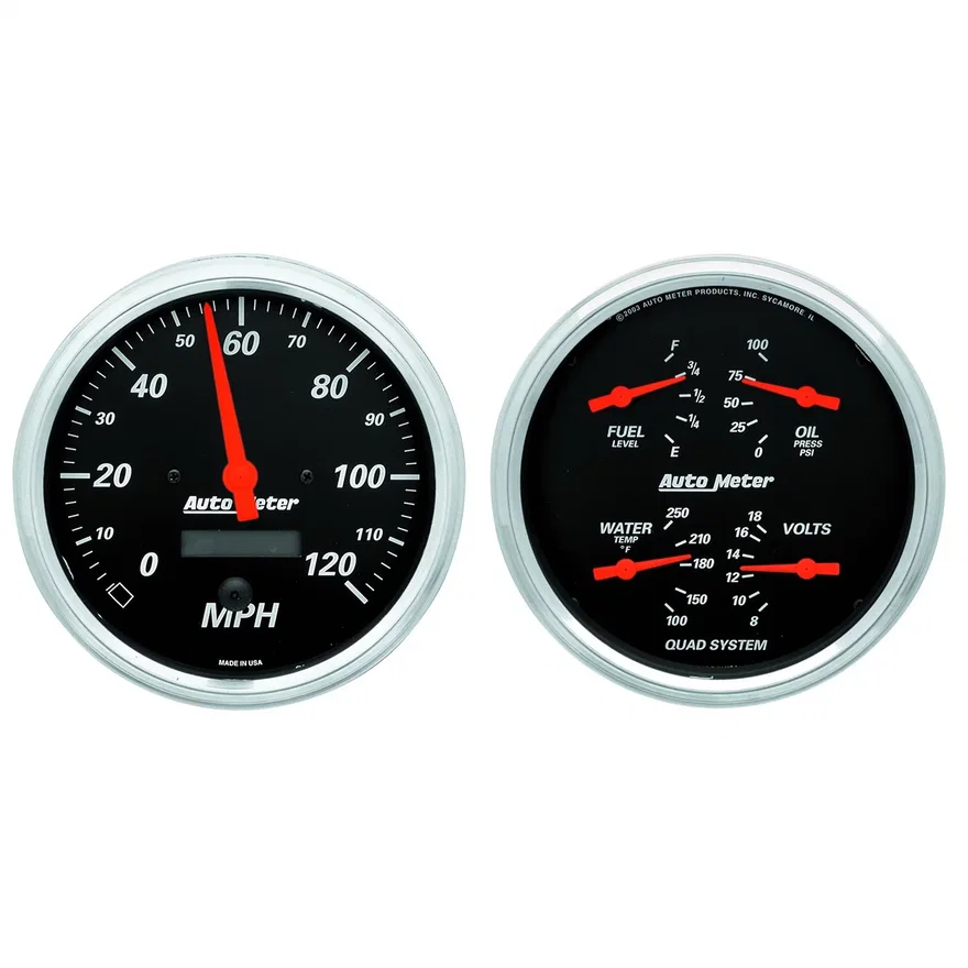 AutoMeter 1403, GAUGE KIT; 2 PC.; QUAD/SPEEDOMETER; 5in.; DESIGNER BLACK