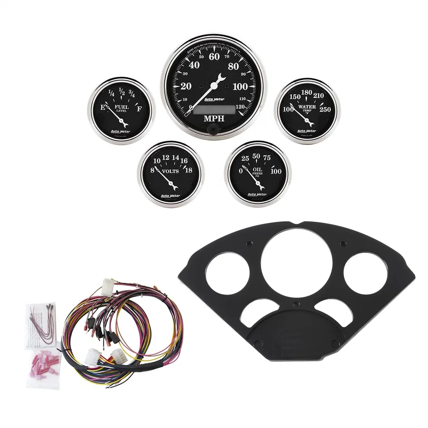 AutoMeter 7055-OTB, DIRECT FIT DASH KIT; CHEVY 55-56; MPH/FUEL/OILP/WTMP/BAT; OTB