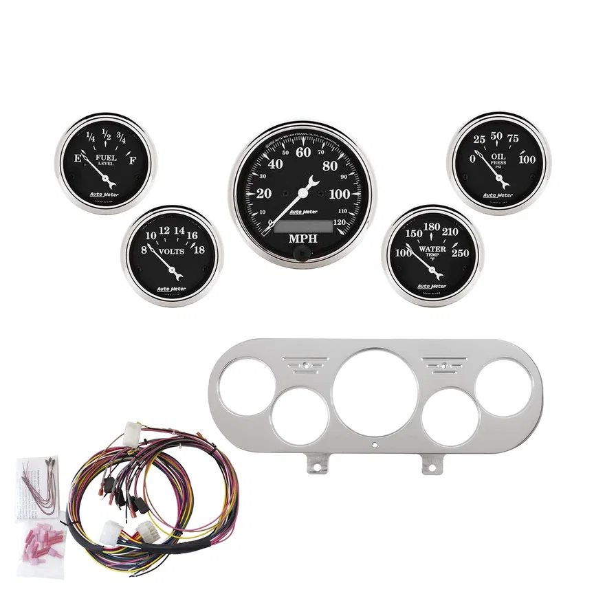 AutoMeter 7044-OTB, DIRECT FIT DASH KIT; NOVA 62-65; MPH/FUEL/OILP/WTMP/BAT; OTB for Chevrolet Chevy II