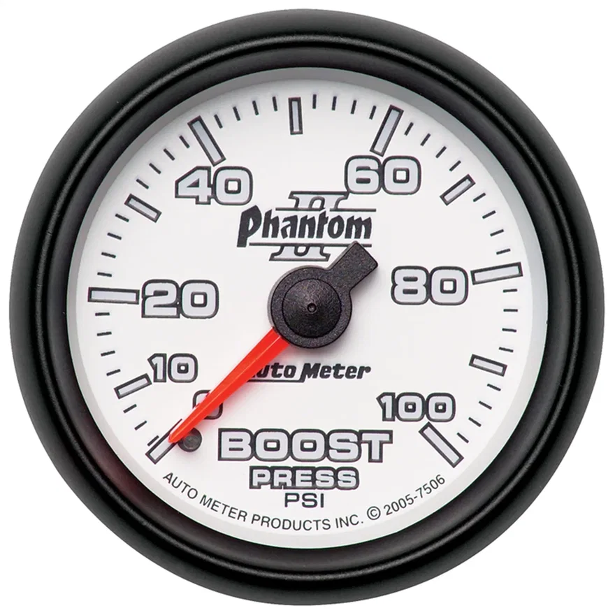 AutoMeter 7506, GAUGE; BOOST; 2 1/16in.; 100PSI; MECHANICAL; PHANTOM II