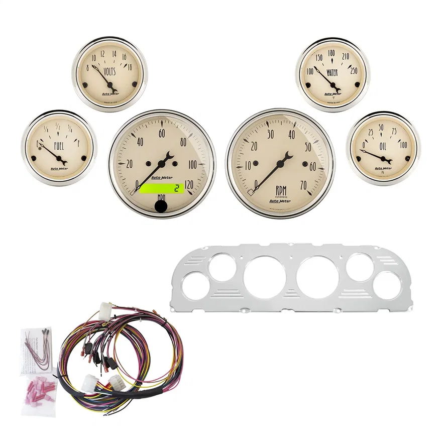 AutoMeter 7047-AB, DIRECT FIT DASH KIT; CHEVY TRUCK 60-63; TACH/MPH/FUEL/OILP/WTMP/VOLT; AB