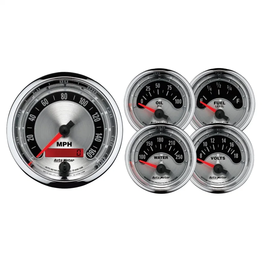 GAUGE KIT; 5 PC.; 3 3/8in./2 1/16in.; ELEC. SPEEDOMETER; AMERICAN MUSCLE