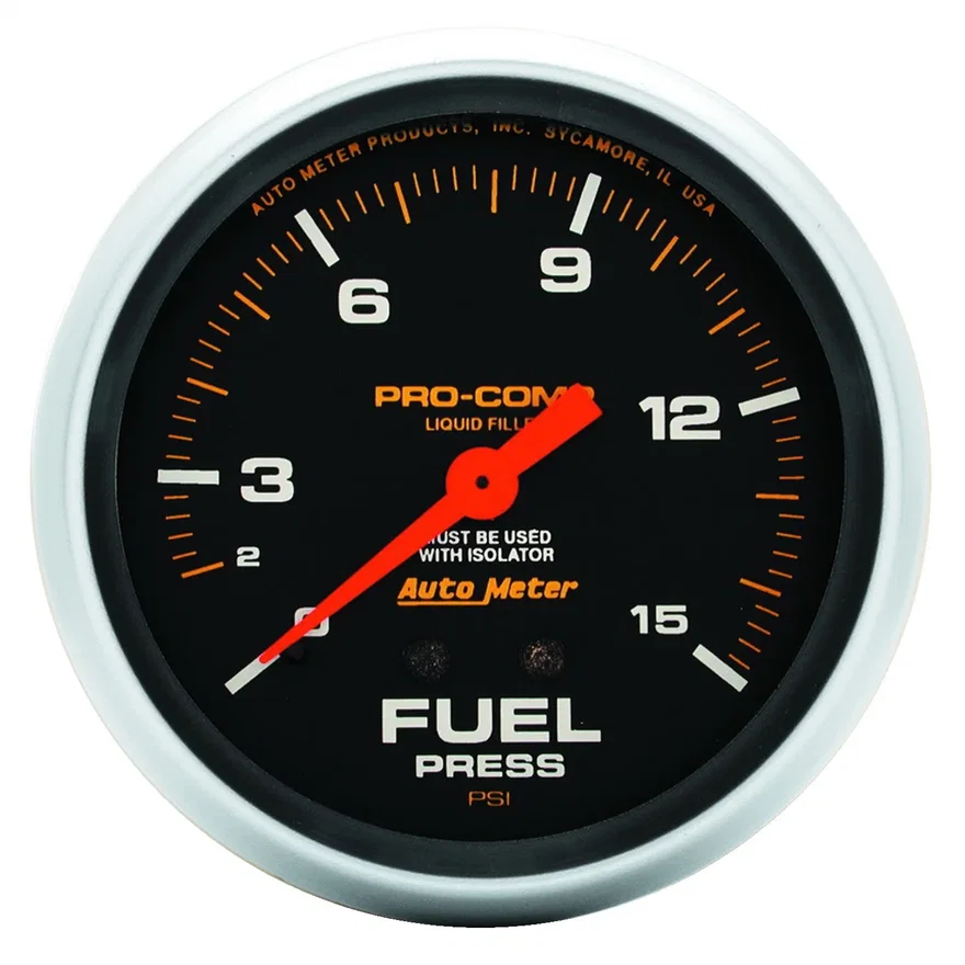 AutoMeter 5413, GAUGE; FUEL PRESS; 2 5/8in.; 15PSI; LIQUID FILLED MECH W/ISOLATOR; PRO-COMP