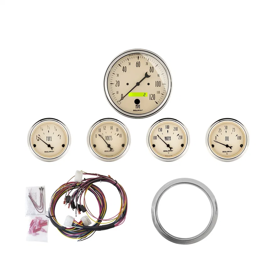 AutoMeter 7034-AB, DIRECT FIT DASH KIT; CHEVY CAR 59-60; MPH/FUEL/OILP/WTMP/BAT; AB