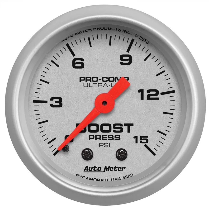 AutoMeter 4302, GAUGE; BOOST; 2 1/16in.; 15PSI; MECHANICAL; ULTRA-LITE