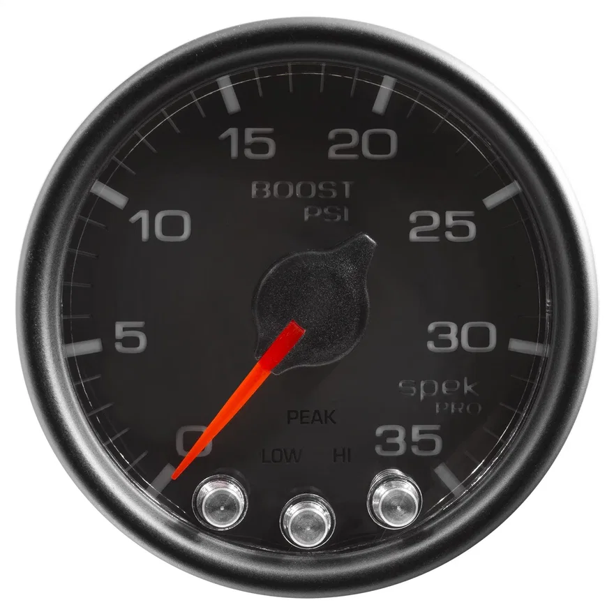 AutoMeter P30332, GAUGE; BOOST; 2 1/16in.; 35PSI; STEPPER MOTOR W/PEAK/WARN; BLACK/BLACK; SPEK-PRO