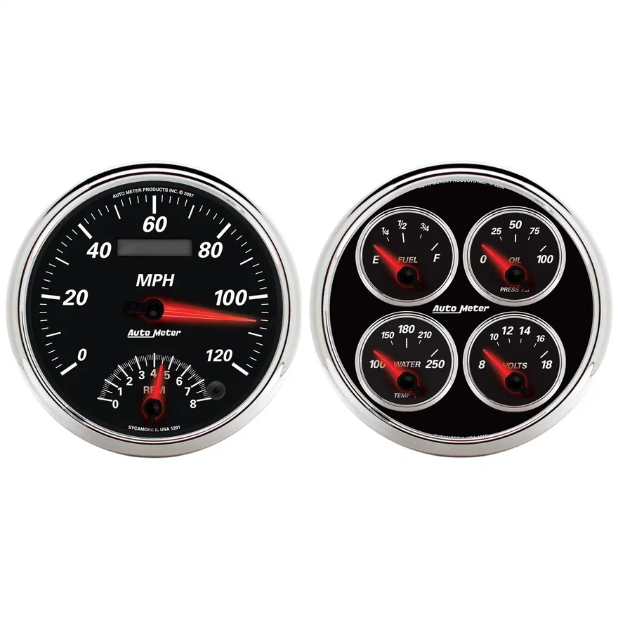 AutoMeter 1204, GAUGE KIT; 2 PC.; QUAD/TACH/SPEEDO; 5in.; DESIGNER BLACK II