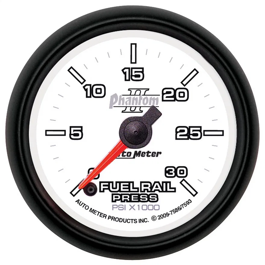 AutoMeter 7586, GAUGE; RAIL PRESSURE (RAM 5.9L); 2 1/16in.; 30KPSI; DIGITAL STPR MTR; PHANTOM II