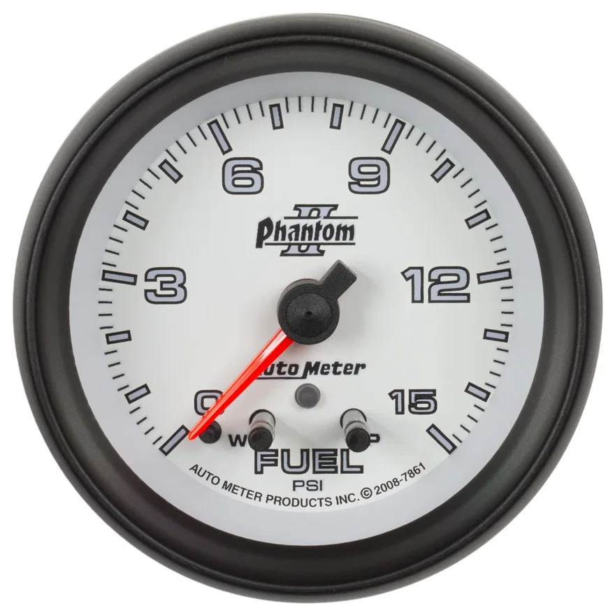 AutoMeter 7861, GAUGE; FUEL PRESS; 2 5/8in.; 15PSI; STEPPER MOTOR W/PEAK/WARN; PHANTOM II