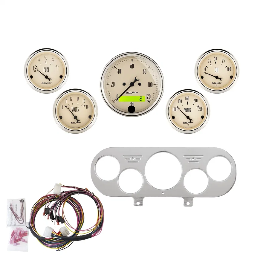 AutoMeter 7044-AB, DIRECT FIT DASH KIT; NOVA 62-65; MPH/FUEL/OILP/WTMP/BAT; AB for Chevrolet Chevy II