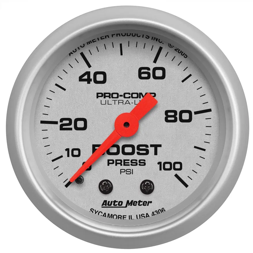 AutoMeter 4306, GAUGE; BOOST; 2 1/16in.; 100PSI; MECHANICAL; ULTRA-LITE