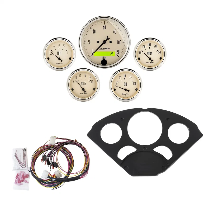 AutoMeter 7055-AB, DIRECT FIT DASH KIT; CHEVY 55-56; MPH/FUEL/OILP/WTMP/BAT; AB