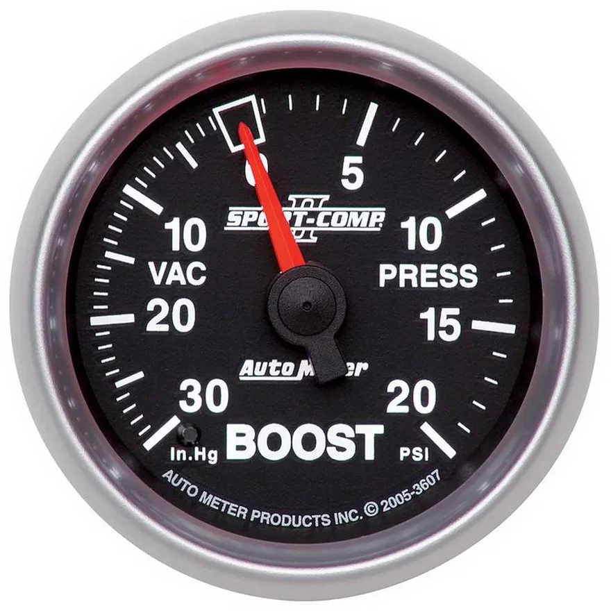 AutoMeter 3607, GAUGE; VAC/BOOST; 2 1/16in.; 30INHG-20PSI; MECHANICAL; SPORT-COMP II