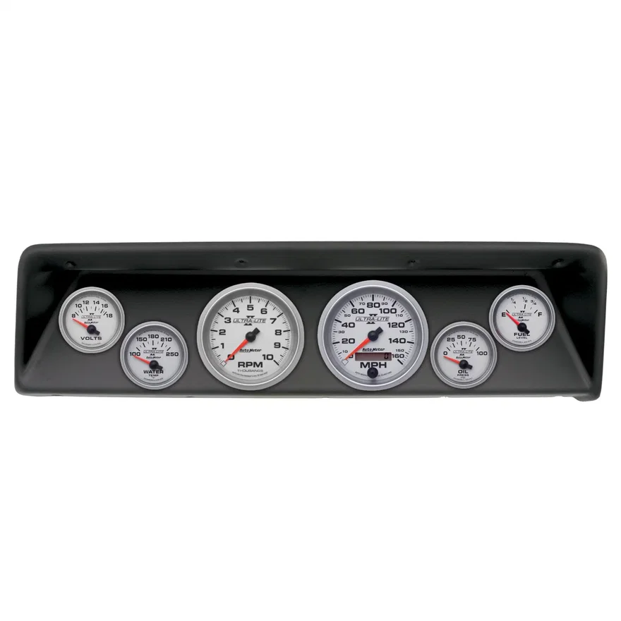AutoMeter 2112-14, DIRECT FIT DASH KIT; (3 3/8in. X2; 2 1/16in. X4); CHEVROLET NOVA 66-67; ULTRA-LI