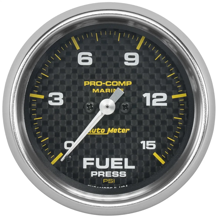 AutoMeter 200849-40, GAUGE; FUEL PRESSURE; 2 5/8in.; 15PSI; DIGITAL STEPPER MOTOR; MARINE CARBON FIBE