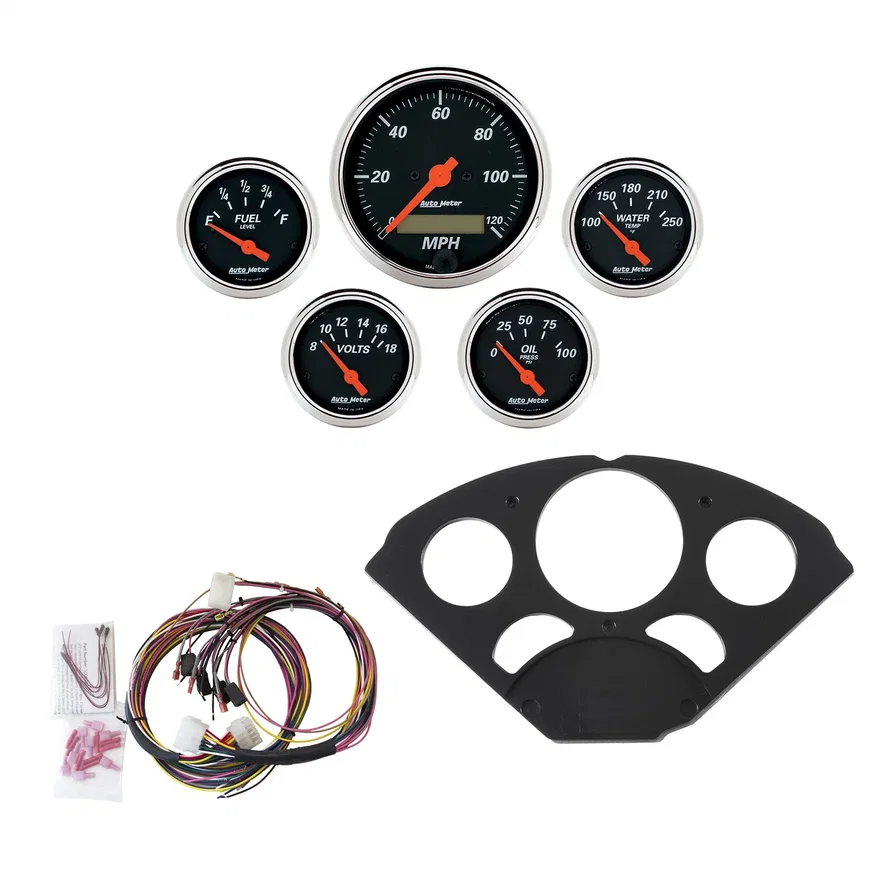 AutoMeter 7055-DB, DIRECT FIT DASH KIT; CHEVY 55-56; MPH/FUEL/OILP/WTMP/BAT; DB