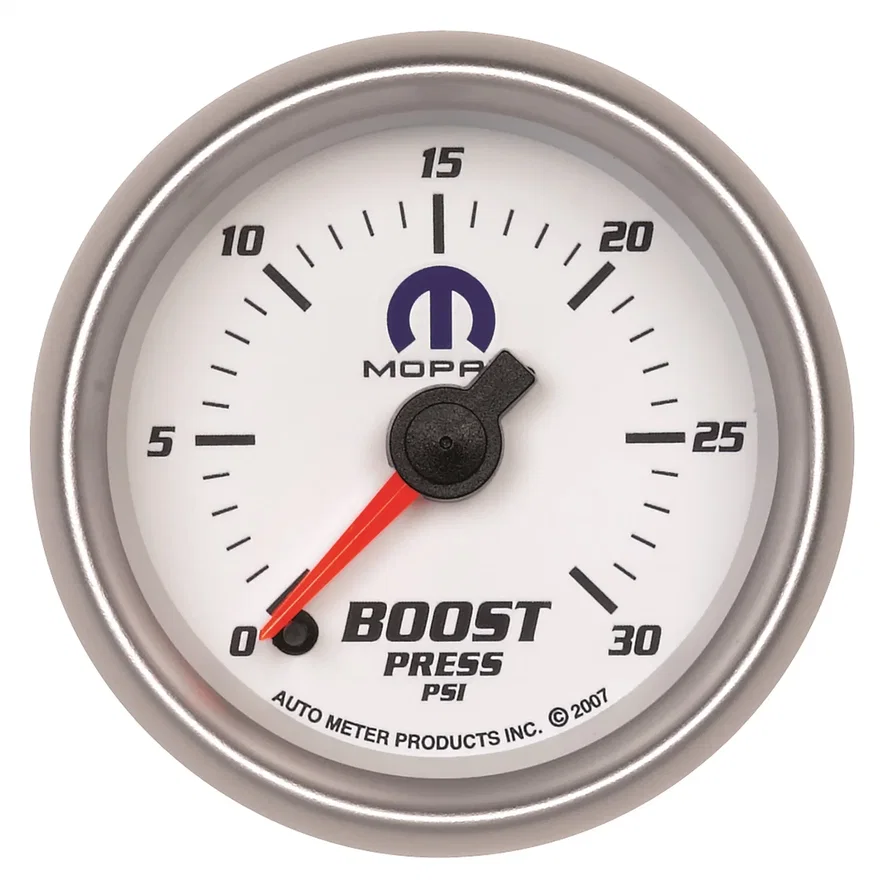 AutoMeter 880034, GAUGE; BOOST; 2 1/16in.; 30PSI; DIGITAL STEPPER MOTOR; WHITE; MOPAR