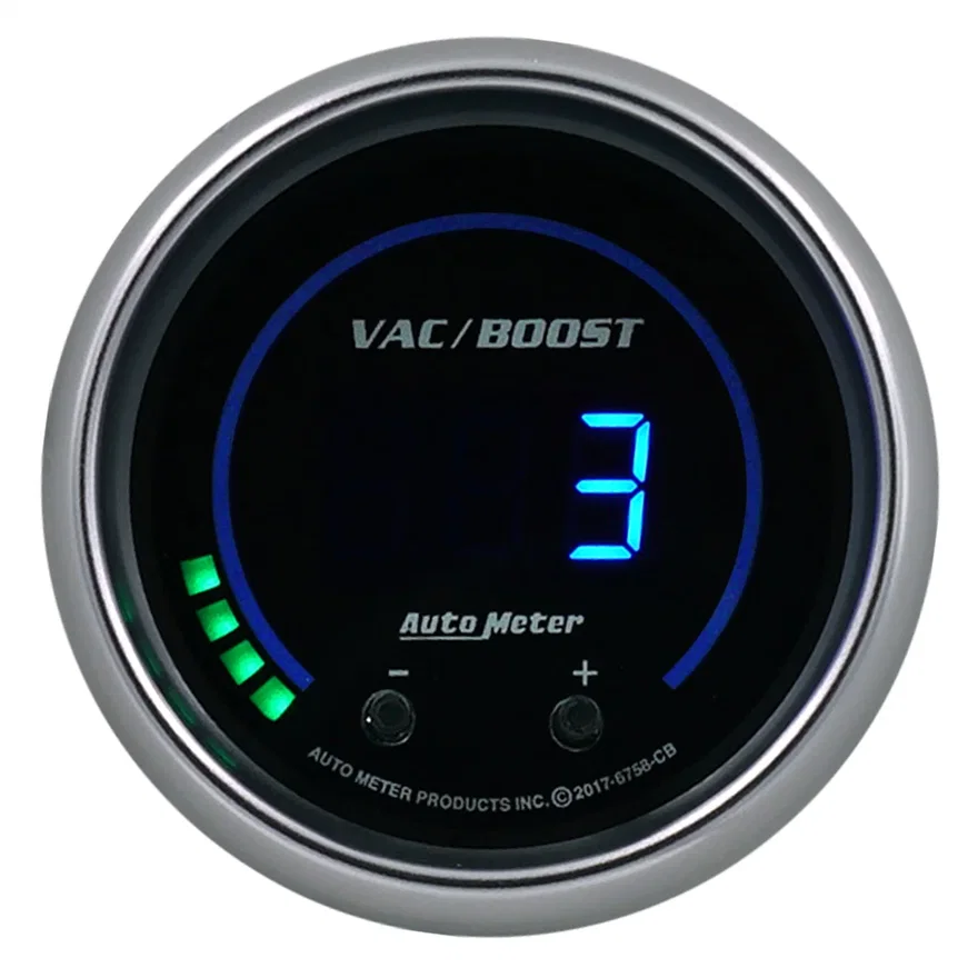 AutoMeter 6758-CB, GAUGE; VAC/BOOST; 2 1/16in.; TWO CHANNEL; SELECTABLE; COBALT ELITE DIGITAL