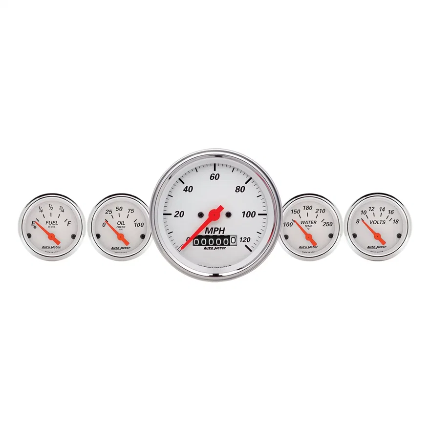 AutoMeter 1340, GAUGE KIT; 5 PC.; 3 3/8in./2 1/16in.; ELEC. SPEEDOMETER; ARCTIC WHITE