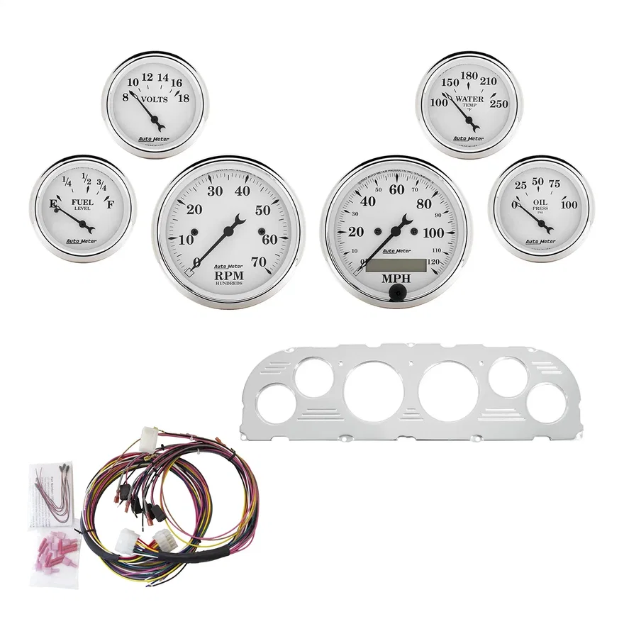 AutoMeter 7047-OTW, DIRECT FIT DASH KIT; CHEVY TRUCK 60-63; TACH/MPH/FUEL/OILP/WTMP/VOLT; OTW