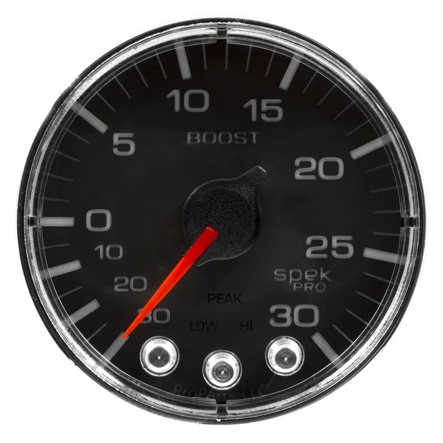 AutoMeter P302318, GAUGE; VAC/BOOST; 2 1/16in.; 30INHG-30PSI; STEPPER MTR W/PK/WRN; BLK/CHRME; SPEK