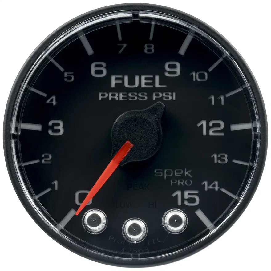 AutoMeter P315328, GAUGE; FUEL PRESS; 2 1/16in.; 15PSI; STEPPER MOTOR W/PEAK/WARN; BLK/BLK; SPEK