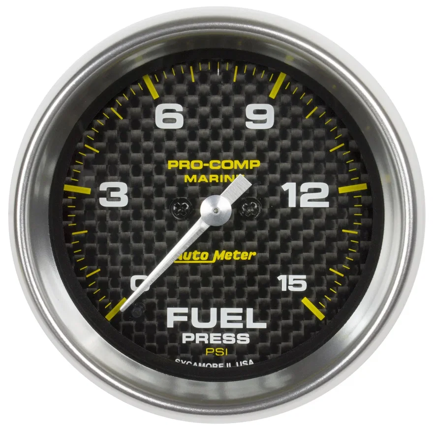 AutoMeter 200848-40, GAUGE; FUEL PRESSURE; 2 1/16in.; 15PSI; DIGITAL STEPPER MOTOR; MARINE CARBON FIB