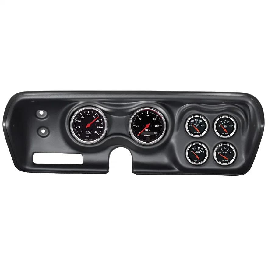 AutoMeter 7030-DB, DIRECT FIT DASH KIT; BBODY/CHRGR/GTX/RDRNR/SAT 71-74; RPM/MPH/FUEL/OILP/WTMP/BAT