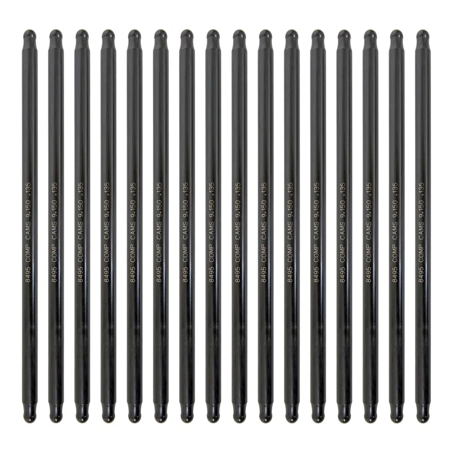 COMP Cams 8495-16, Hi-Tech One-Piece 9.150" Long, .135" Wall, 3/8" Diameter Pushrod Set