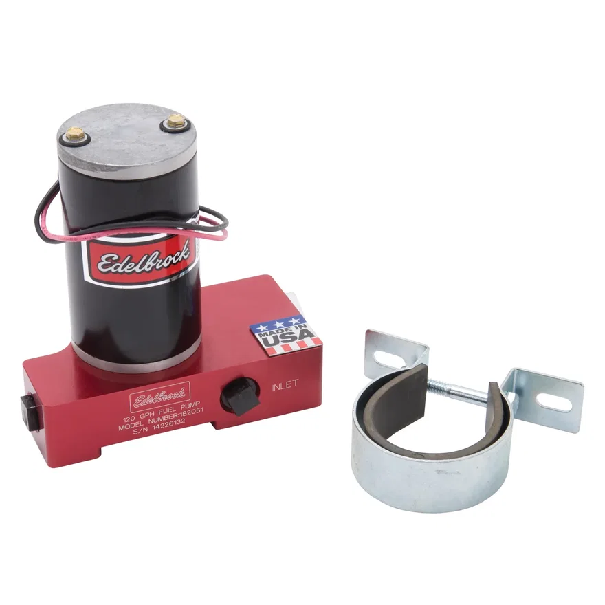 Edelbrock 182051, Quiet-Floâ„¢ In-Line Red Electric Fuel Pump - 120 GPH