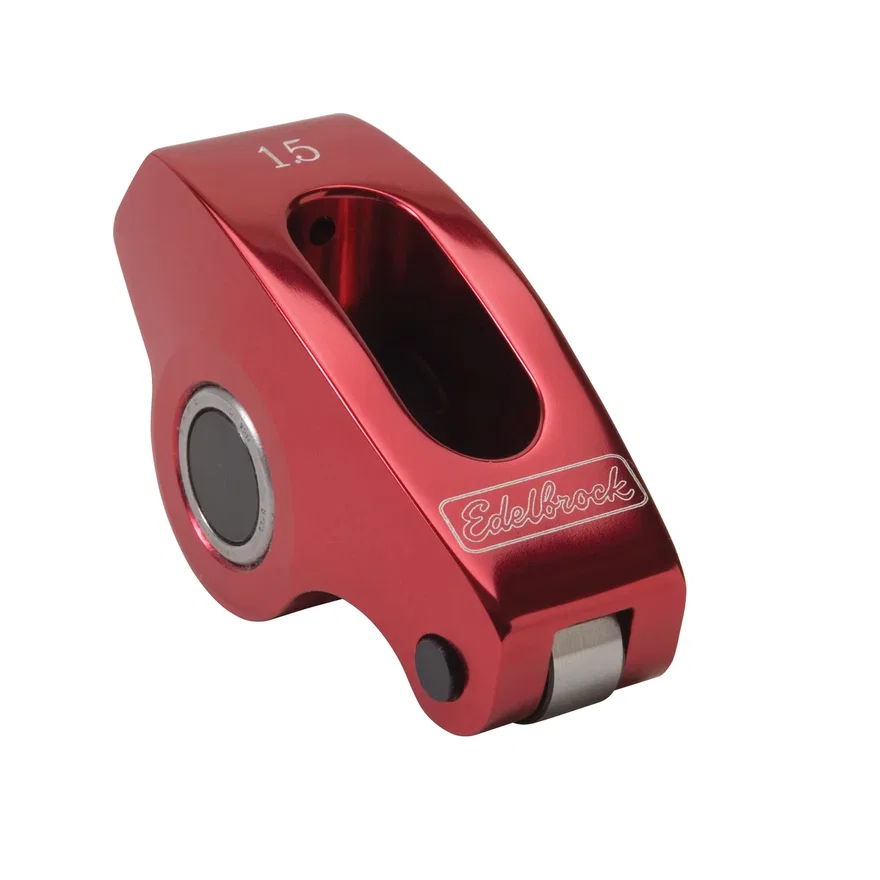 Edelbrock 77771, Red Roller Rockers for Small-Block Chevy 3/8 stud 1.5:1 (Qty 1)