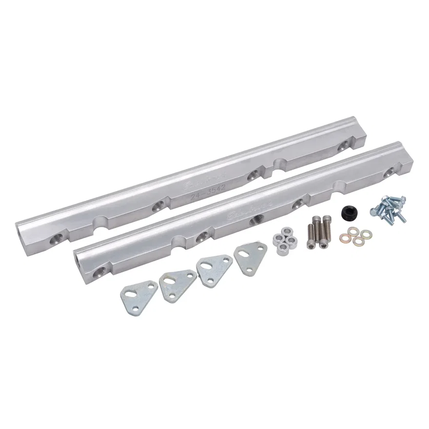 Edelbrock 3628, Fuel Rail Kit for Ford 5.0L 3/8" NPT in Clear Finish