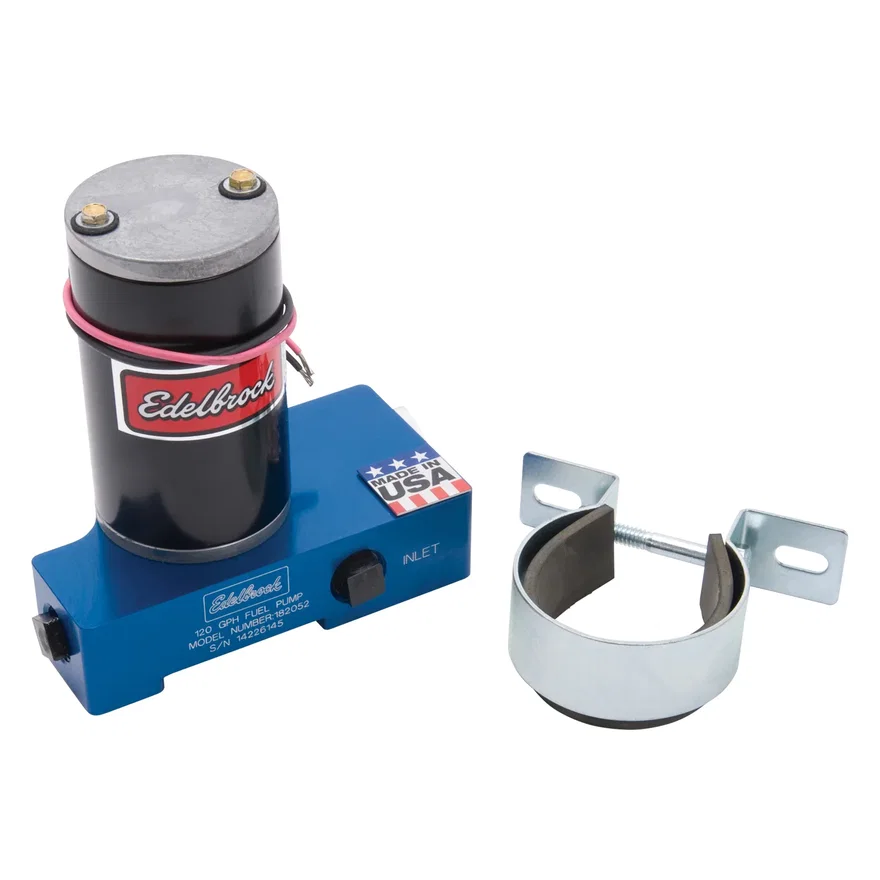 Edelbrock 182052, Quiet-Floâ„¢ In-Line Blue Electric Fuel Pump - 120 GPH