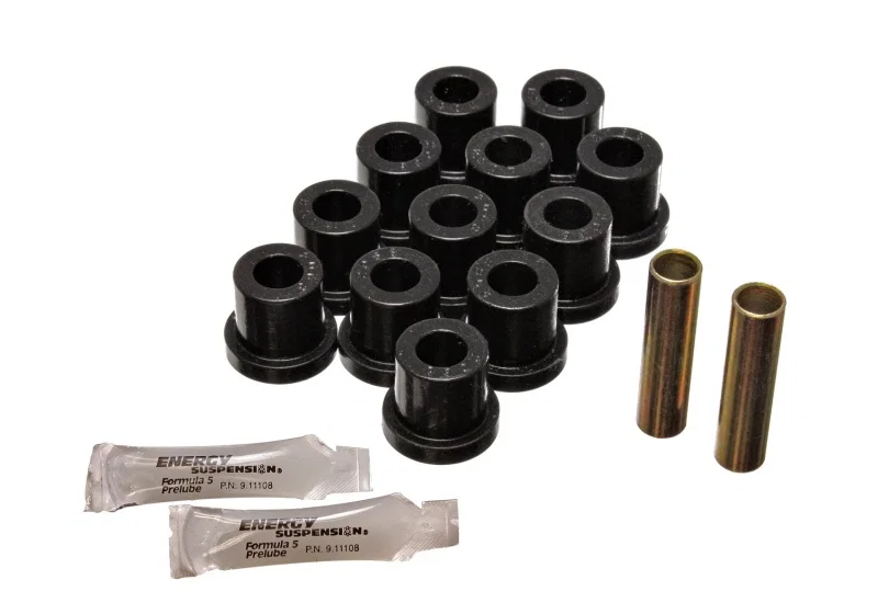 Energy Suspension 3.2118G, 55 Chevy Bel Air Black Rear Leaf Spring Bushing Set