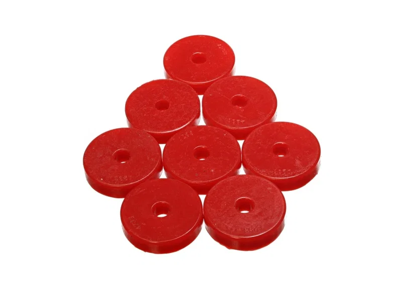 Energy Suspension 9.9528R, Polyurethane Pad Set - 2-9/32in OD x 7/16in Hole ID x 1/2in Height - Round Red