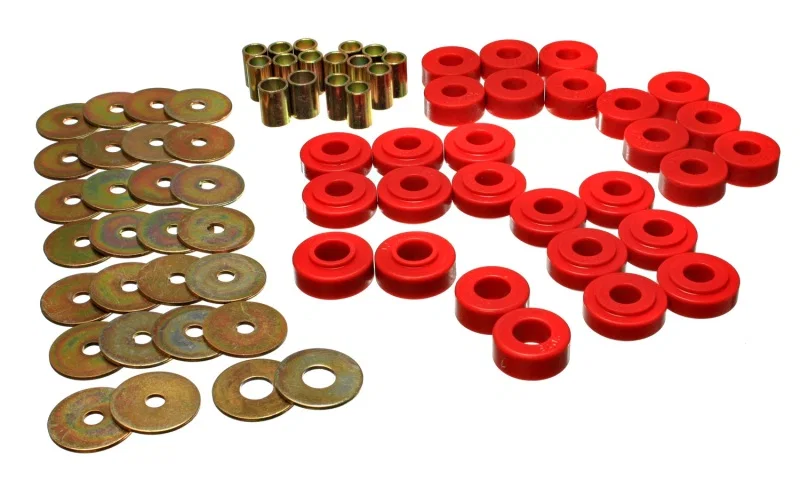 Energy Suspension 4.2127R, Rear Spring Frame Shackle Kit - Red for Ford