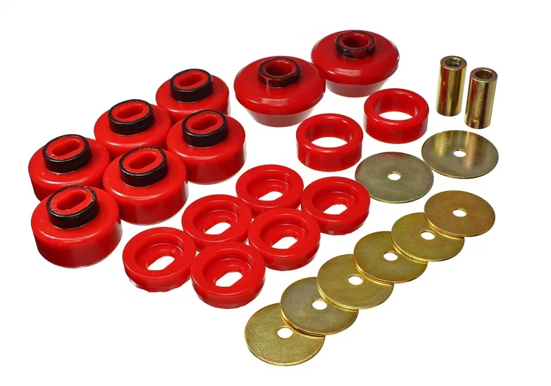 Energy Suspension 3.4175R, 07-13 Chevrolet Silverado 1500/GMC Sierra 1500 4WD Body Mount Bushing Set - Red