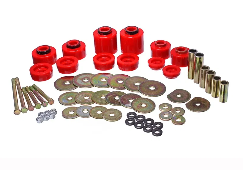 Energy Suspension 4.4123R, 80-96 Ford F-150/250/350 Red Body Mount Set Includes Hardware