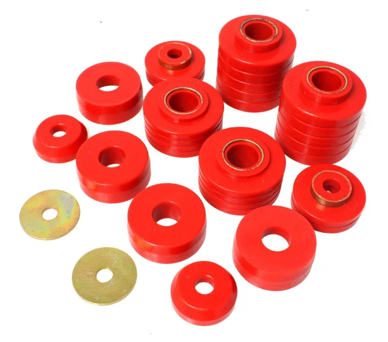 Energy Suspension 4.4107R, 80-98 Ford F250/F350 / 80-92 Ford F100/F150 / 85-98 Ford F450 Red Body Mount Set