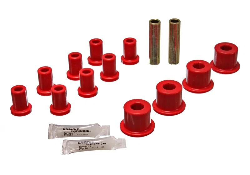 Energy Suspension 5.2105R, Rear Spring And Shackle Bushing - Red