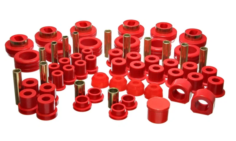 Energy Suspension 3.18103R, 81-87 Chevy/GMC 4WD (w/ Aftermarket Frt Springs) Red Hyper-flex Master Bushing Set